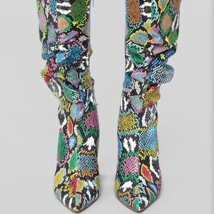 Fashion Nova Shoes - Bring It On Heeled Boots - Rainbow Snake Fashion Nova Shoes - Bring It On Heeled Boots - Rainbow Snake